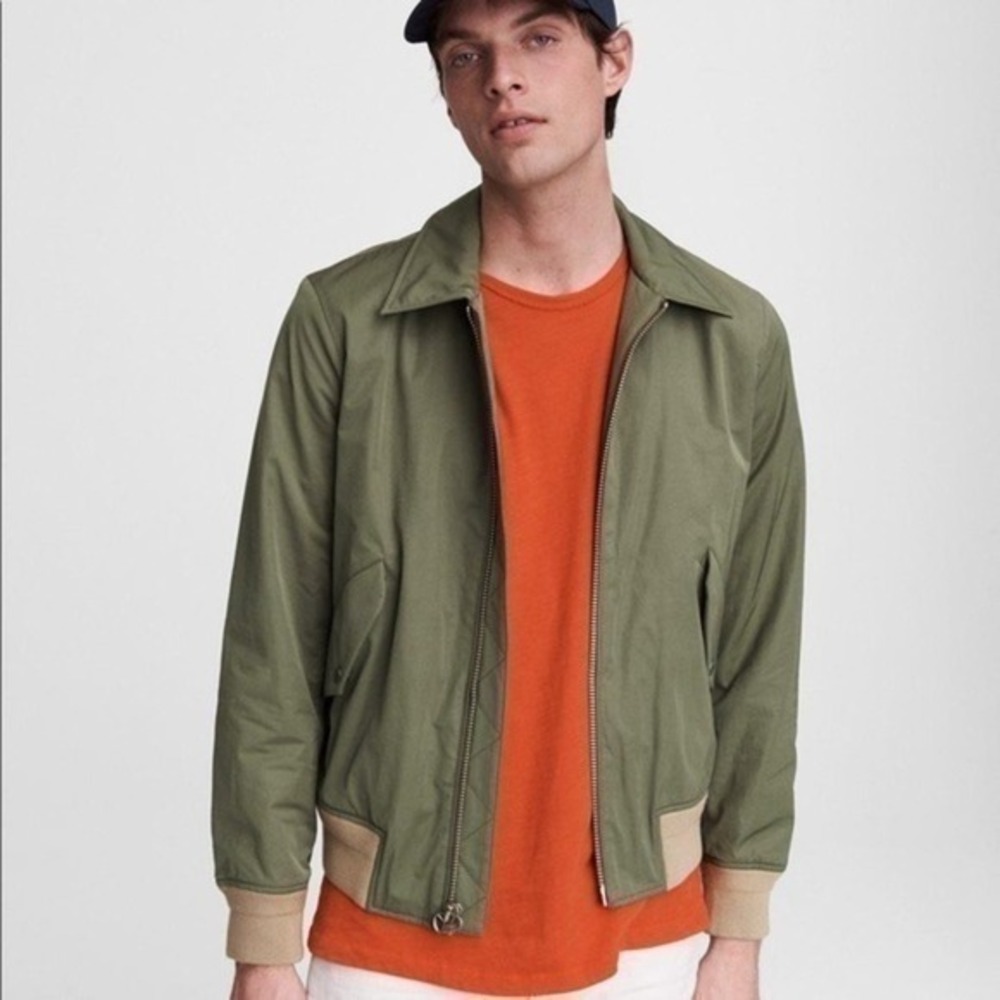 Rag‎ & Bone Men’s Army Green Harrier Cotton Blend Bomber Classic Fit Jacket XL